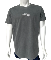 Серая мужская футболка Sushi Radio с черно-белым принтом