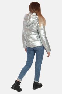 Серебристая женская куртка от Jennyfer (Франция) для прохладного межсезонья