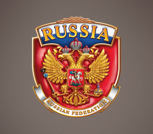 Серьезная бейсболка с гербом RUSSIAN FEDERATION