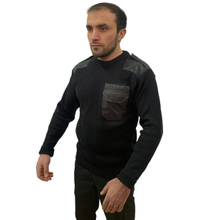 Купить шерстяной вязанный свитер спецназа черный