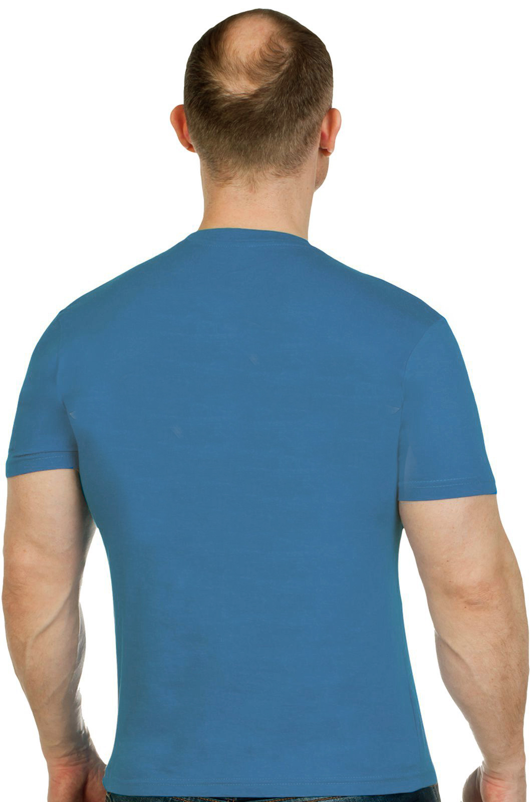 Купить сине-зеленую мужскую футболку с вышитой эмблемой ПОЛИЦИИ с доставкой в любой город
