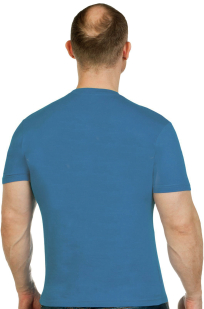Сине-зеленая мужская футболка с вышитой эмблемой ПОЛИЦИИ - купить выгодно