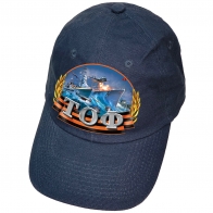 Синяя кепка с термотрансфером "ТОФ"