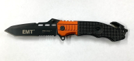Складной нож EMT черного цвета с оранжевой накладкой