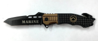Складной нож Marines черного цвета с коричневой накладкой