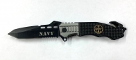 Складной нож Navy черного цвета с серой накладкой