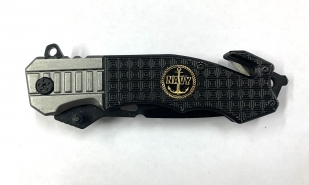 Складной нож Navy черного цвета с серой накладкой