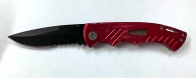 Складной нож с красной рукоятью и черным лезвием