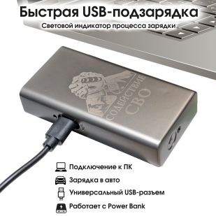 Электронная USB-зажигалка "Содействие СВО" в подарочной коробке