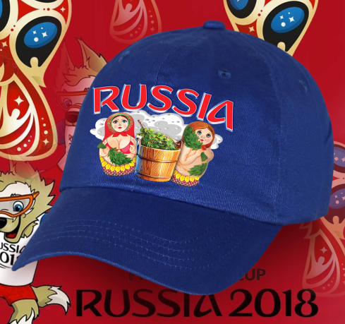 Современная хлопковая бейсболка Russia с колоритным принтом «Матрешечки в бане» от лучших дизайнеров нашего онлайн магазина по самой лучшей цене