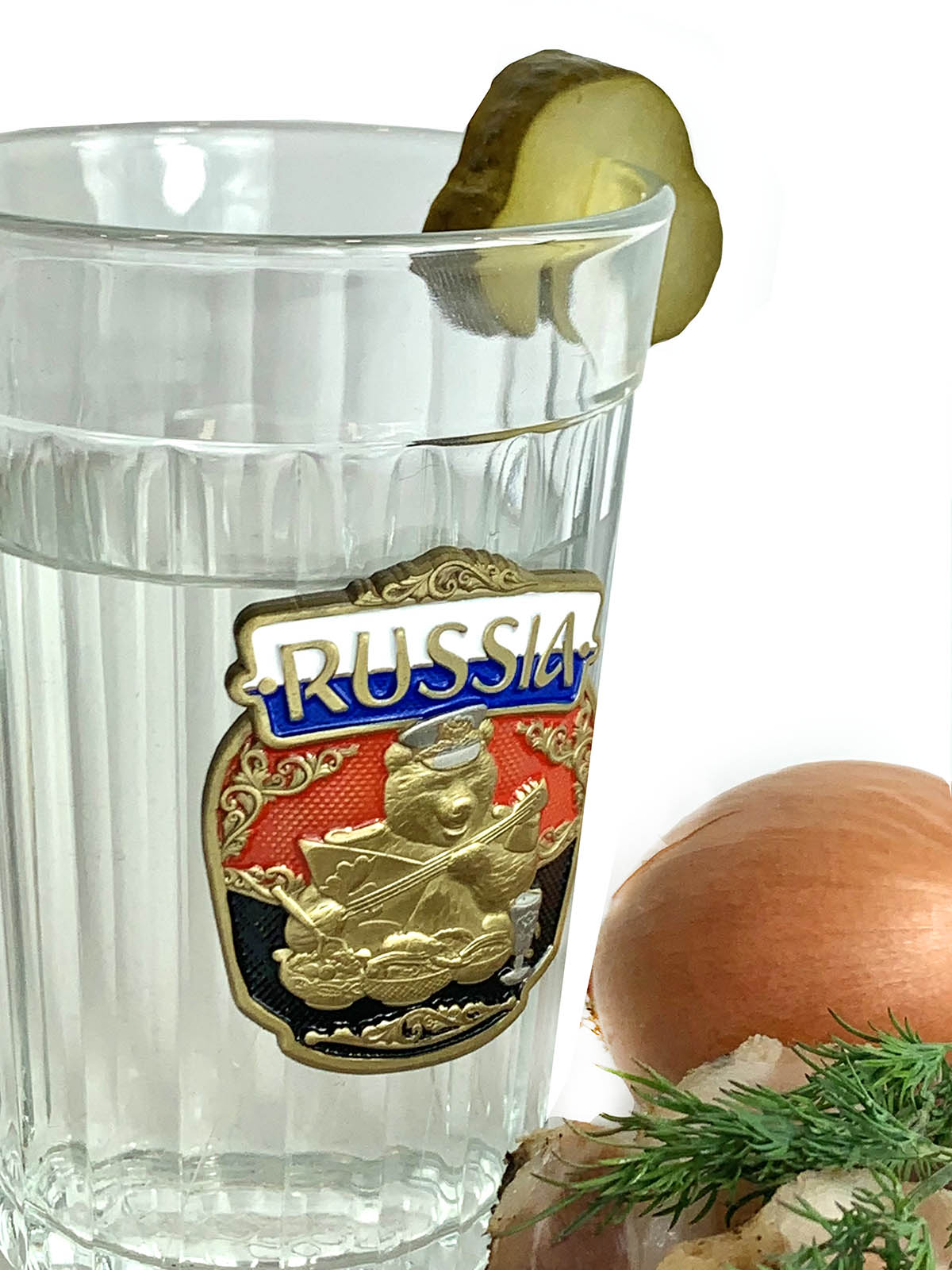 Советский подарочный граненый стакан с флагом РФ