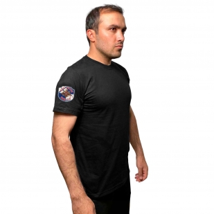 Стильная черная футболка с термотрансфером ВМФ СССР