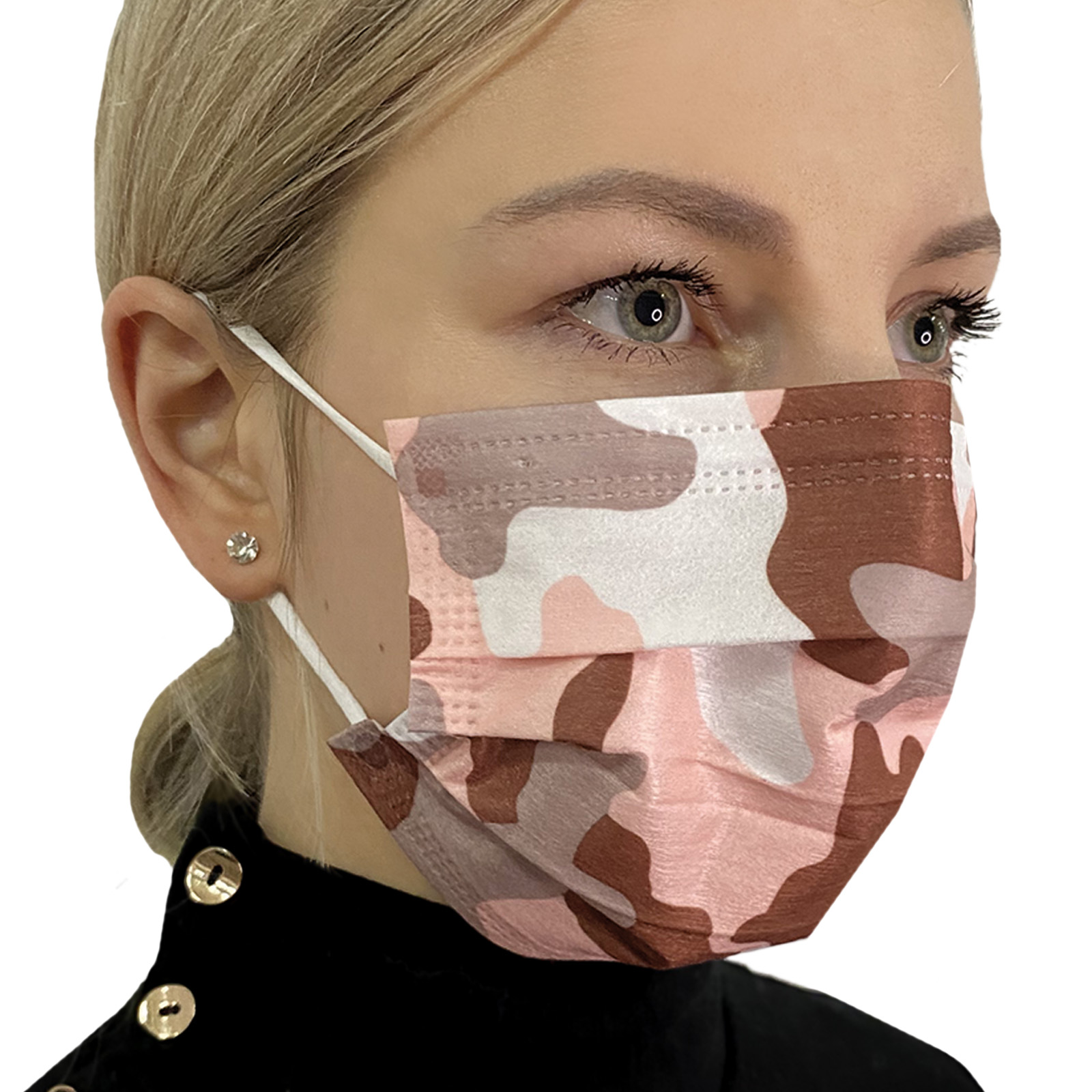 Стильная медицинская маска с камуфляжным рисунком