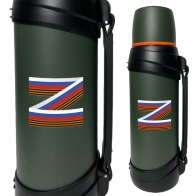 Стойкий армейский термос с литерой Z триколор