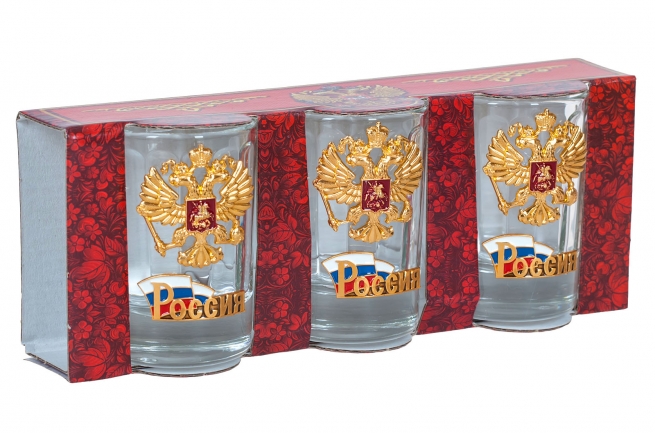 Стопки с гербом России