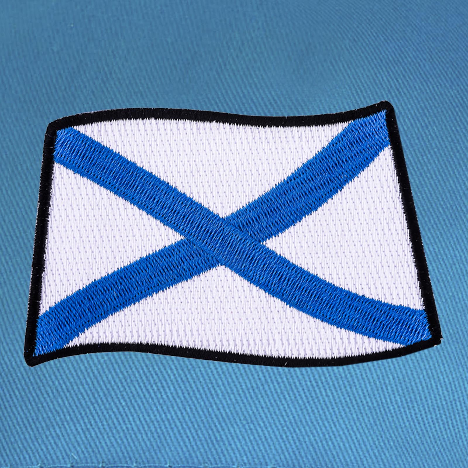 Купить строгую голубую бейсболку с нашивкой Андреевский флаг с доставкой или самовывозом