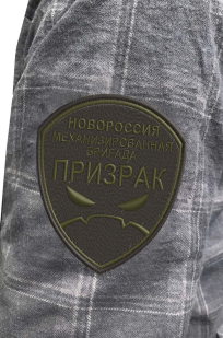 Строгая мужская рубашка с вышитым полевым шевроном Бригада Призрак - купить в Военпро