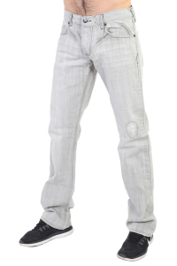 Светло-серые мужские джинсы с имитацией заплатки