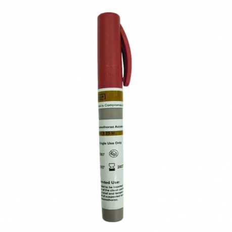 Тактическая декомпрессионная игла для пневмоторакса (10 см, красная) в футляре