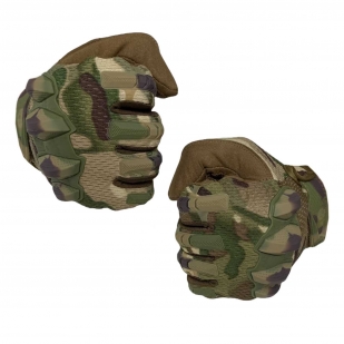Тактические перчатки прорезиненные камуфляж Multicam - в Военпро