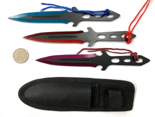 Тактический набор метательных ножей с цветными лезвиями
