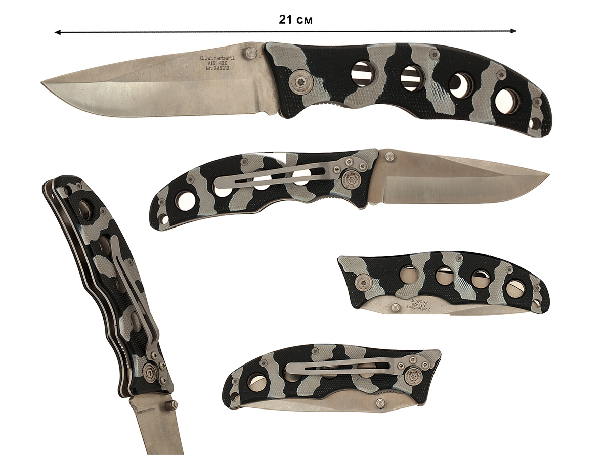 Тактический нож Herbertz Einhandmesser Tarndesign 245312, Германия