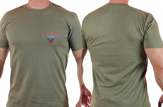 Тематическая футболка с патриотичной нашивкой - купить онлайн