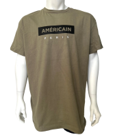Темно-бежевая мужская футболка AMERICAN с надписью на груди