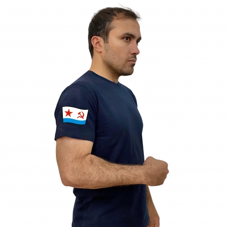 Тёмно-синяя футболка с флагом ВМФ СССР на рукаве
