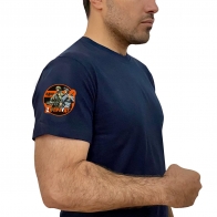Тёмно-синяя футболка с гвардейским термотрансфером ЛДНР "Zа праVду" на рукаве