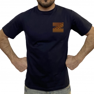 Тёмно-синяя футболка с гвардейским термотрансфером Z