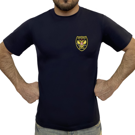 Тёмно-синяя футболка с шевроном охотничьих войск