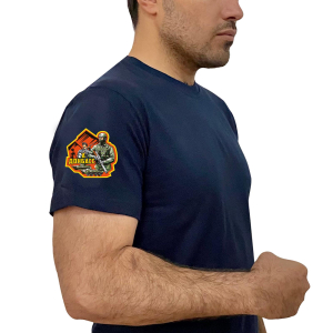 Тёмно-синяя футболка с термоаппликацией "Zа Донбасс" на рукаве