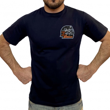 Тёмно-синяя футболка с термопереводкой Zа Донбасс