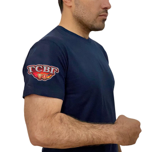 Тёмно-синяя футболка с термопринтом ГСВГ на рукаве