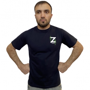 Тёмно-синяя футболка с термопринтом символ Z поддержим наших