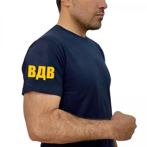 Тёмно-синяя футболка с термопринтом ВДВ на рукаве