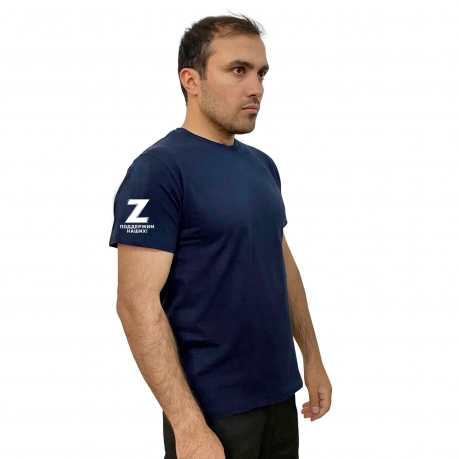Тёмно-синяя футболка с термотрансфером Z на рукаве
