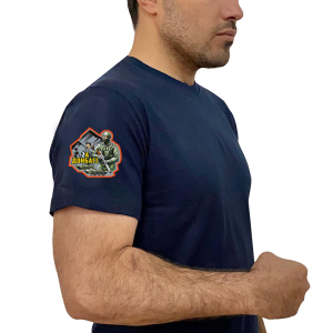 Тёмно-синяя футболка "Zа Донбасс" с термотрансфером на рукаве