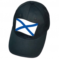 Тёмно-синяя кепка с термотрансфером "Андреевский флаг"