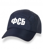 Темно-синяя крутая кепка-пятипанелька с термонаклейкой ФСБ