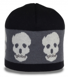 Теплая шапка Globe с черепами для крутых парней. Носи куда хочешь - выделяйся!