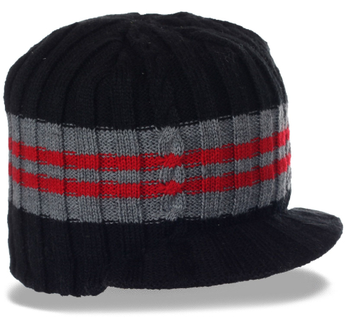 Теплая вязаная шапка-кепка на флисе от бренда Barts