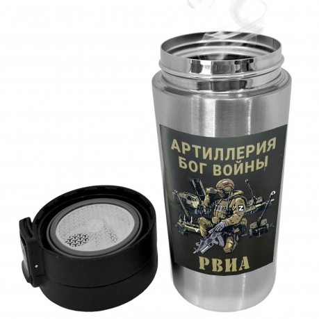 Термокружка "Артиллерия - Бог войны" с виниловой наклейкой.