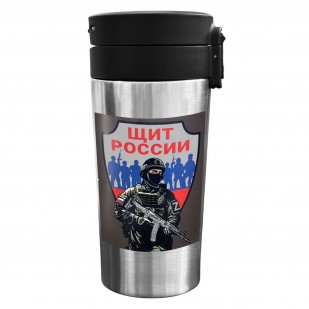 Термокружка "Щит России" с виниловой наклейкой.