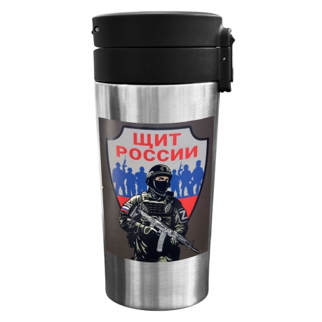 Термокружка "Щит России" с виниловой наклейкой.