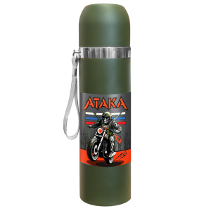 Термос "Атака" с виниловой наклейкой.
