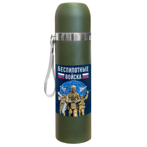 Термос "Беспилотные войска" с виниловой наклейкой.