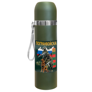 Термос "Погранвойска" с виниловой наклейкой.