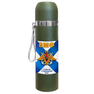 Термос "Военно-Морской флот" с виниловой наклейкой.